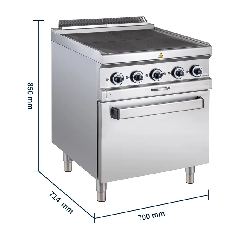 Elektroherd Serie 700 - 70/70 mit Elektrobackofen, Umluft - 4 quadratische, abgesenkte Kochfelder - 12,6 kW