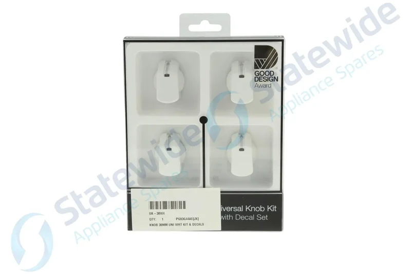 Universal Cooktop Knob White 30mm SKIRT (Pack 4)