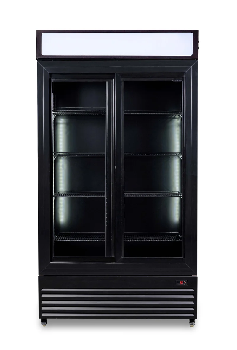 Combisteel Kühlschrank mit Schiebeglastüren BEZ-780 Sl Schwarz