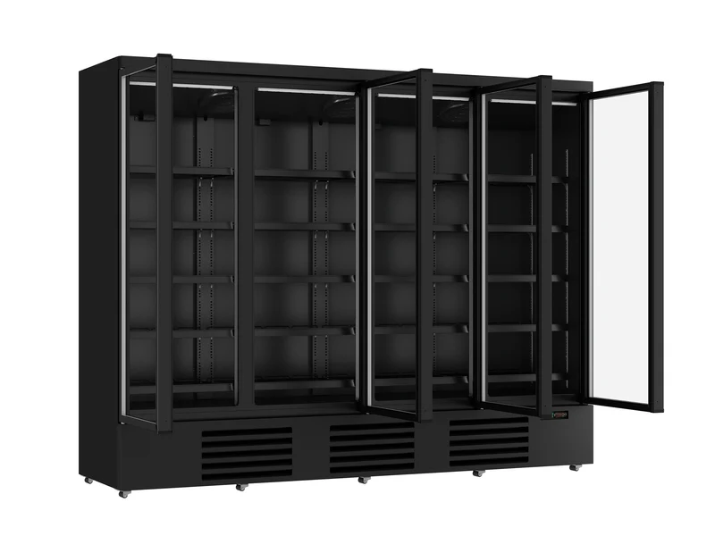 Combisteel Kühlschrank 4 Glastüren Schwarz JDE-2025R Bl *transport auf Anfrage* **achtung, Es Liegt Ein Erhöhter Einschatlstrom Vor, Sodass Ein Leitungsschutzschalter mit C-charakteristik Erforderlich Ist.**