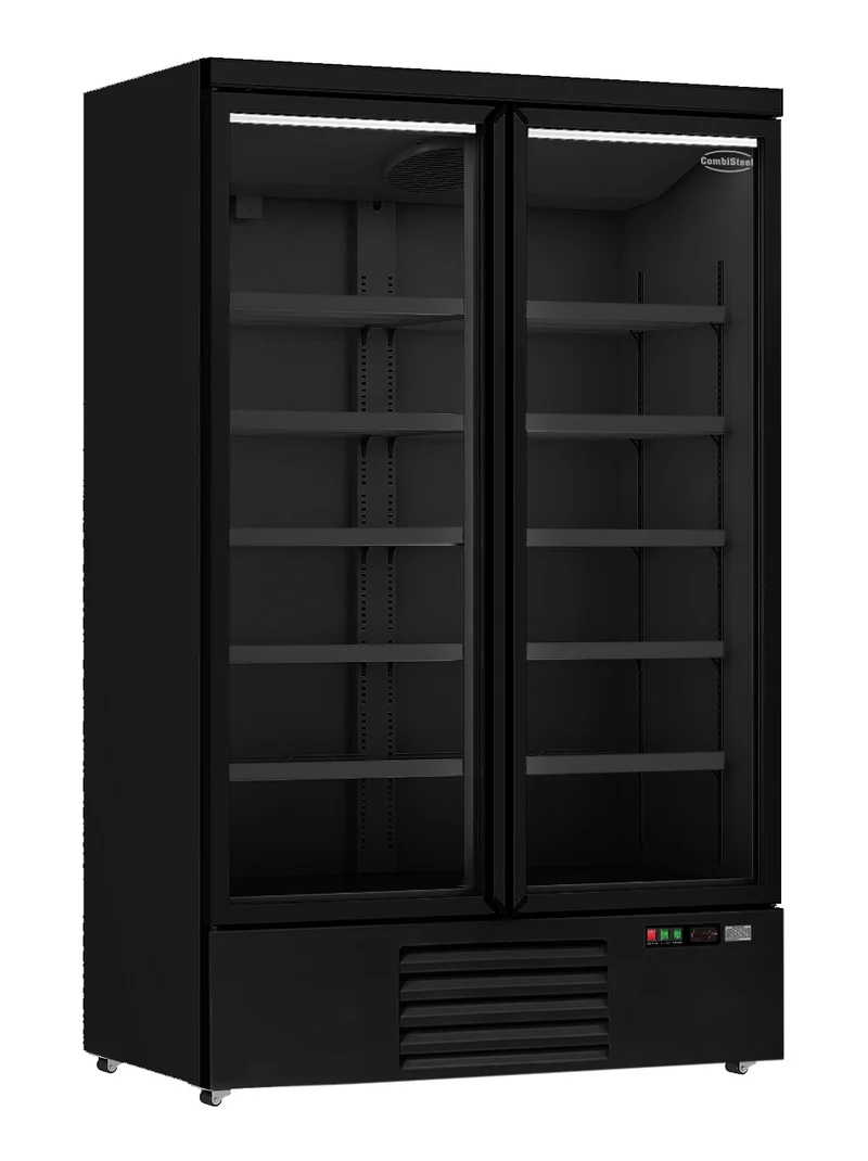 Combisteel Kühlschrank 2 Glastüren Schwarz JDE-1000R Bl