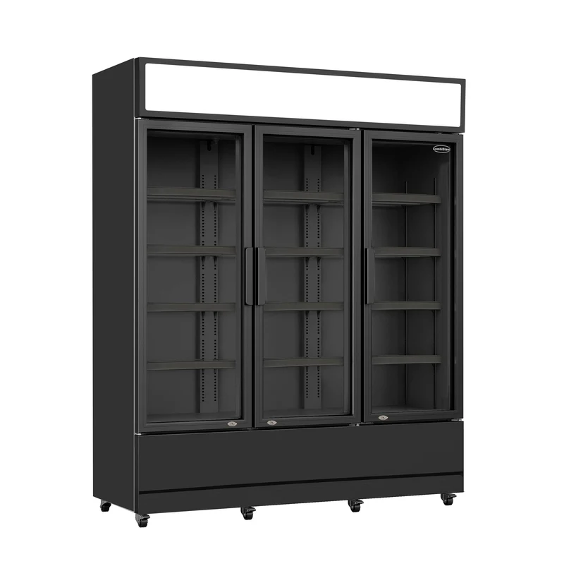 Combisteel Kühlschrank 3 Glastüren Schwarz FCU-1200 Bl