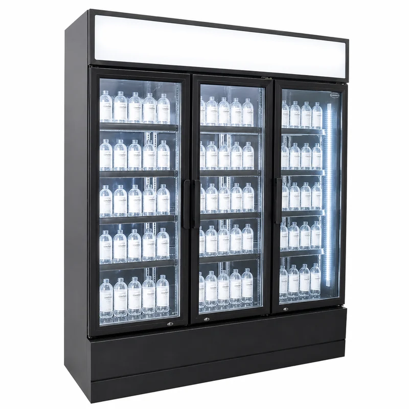 Combisteel Kühlschrank 3 Glastüren Schwarz FCU-1200 Bl