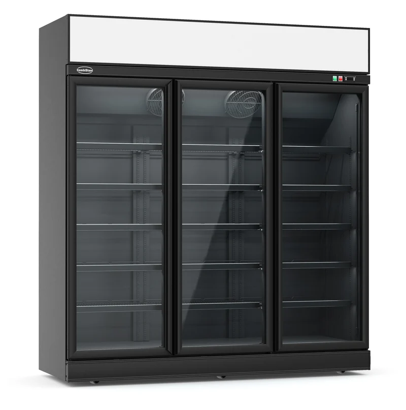 Combisteel Kühlschrank 3 Glastüren Schwarz INS-1530R Bl