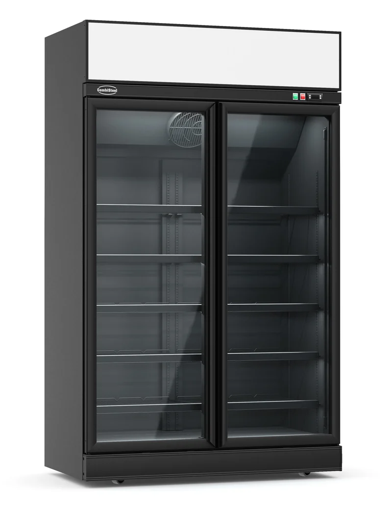 Combisteel Kühlschrank 2 Glastüren Schwarz INS-1000R Bl