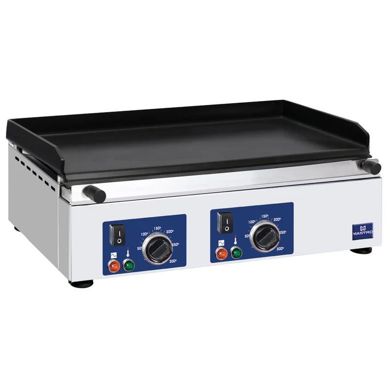 Mastro Elektro-Grillplatte mit 2 Grillzones, Tischmodell, glatte Platte