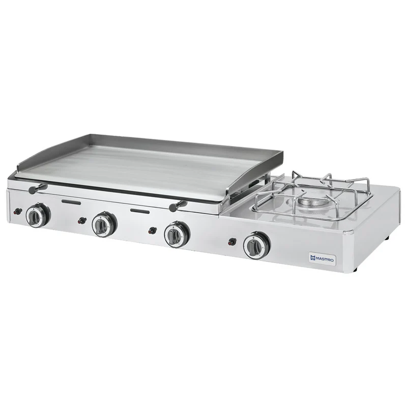 Mastro Gas-Kombigrillplatte mit 3 Grillzonen und 1 Gasbrenner, Tischmodell - LPG