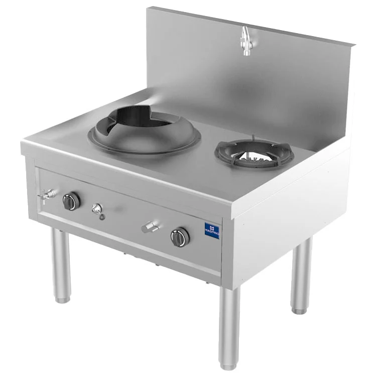 Mastro Gas-Wokkochfeld mit 1 Brenner 27,5 kW + 1 Suppenbrenner 9,2 kW, 1 Wasserhahn
