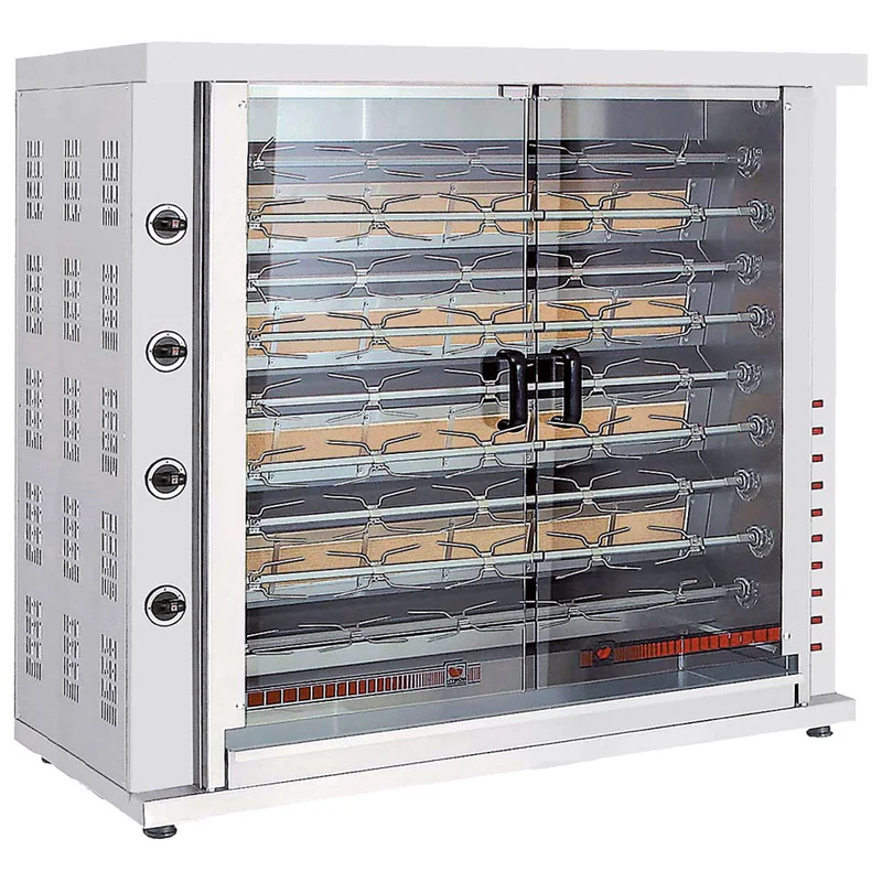 Mastro Gas-Hähnchengrill mit Beleuchtung, 9 Spieße für 36-45 Hähnchen