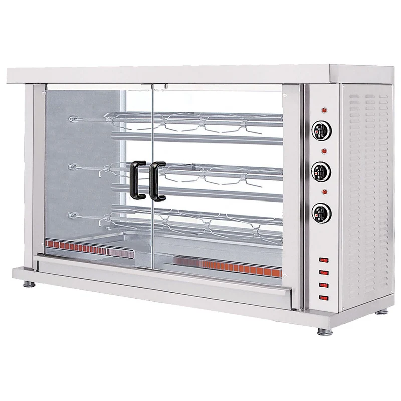 Mastro Elektro-Hähnchengrill mit Beleuchtung, 3 Spieße für 12-15 Hähnchen