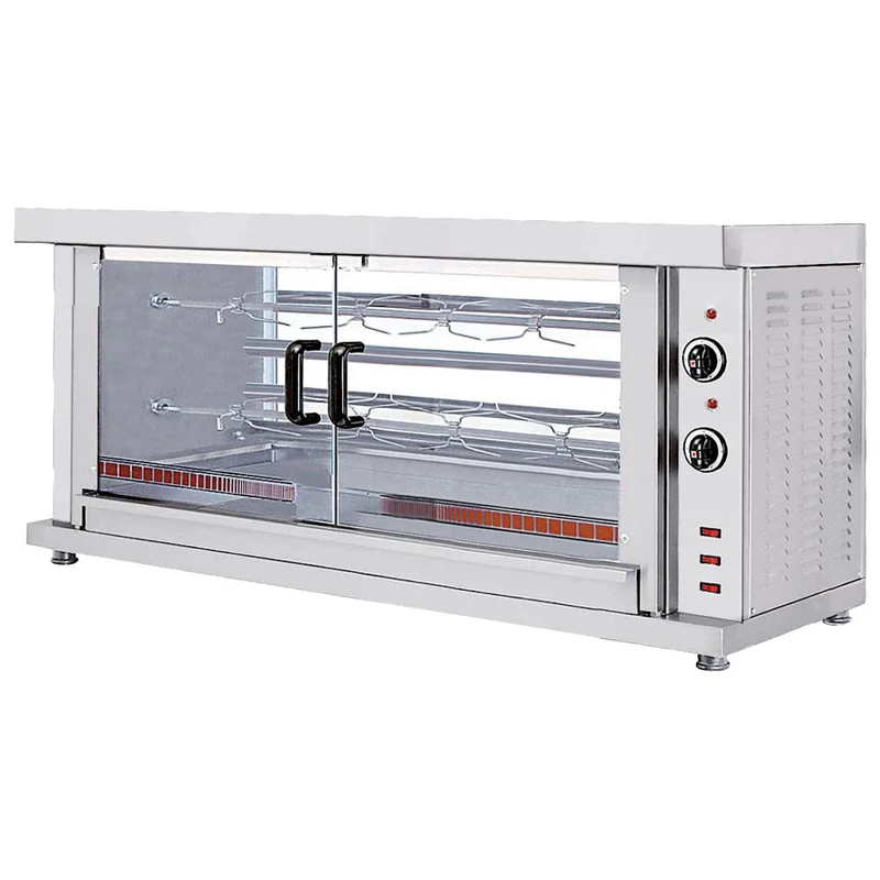 Mastro Elektro-Hähnchengrill mit Beleuchtung, 2 Spieße für 8-10 Hähnchen
