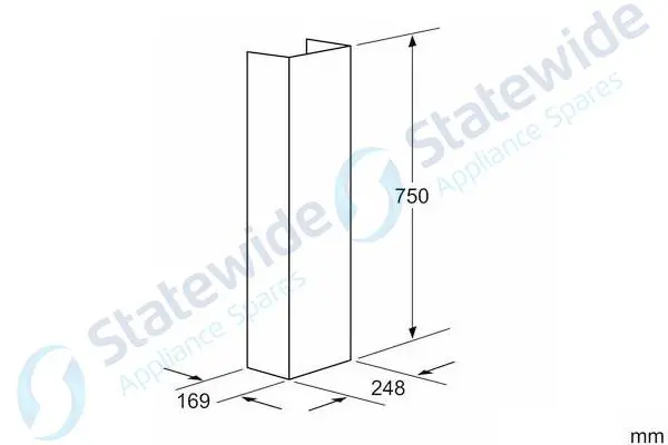 BOSCH/SIEMENS Rangehood CHIMNEY FLUE Extension 750mm-Genuine