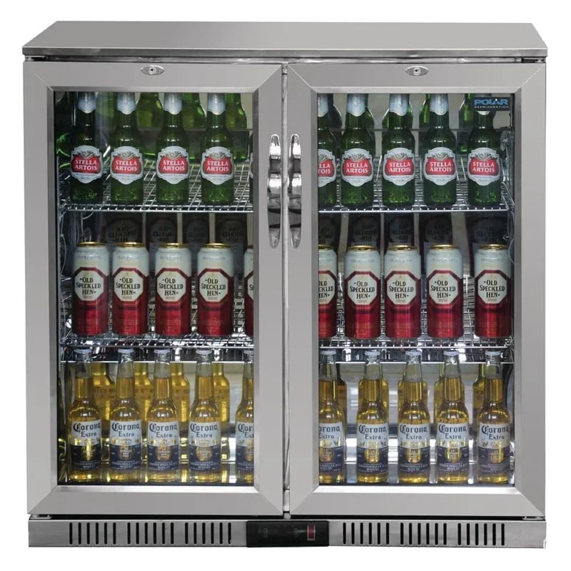 Polar Serie G Edelstahl Barkühlschrank mit 2 Klapptüren 208L