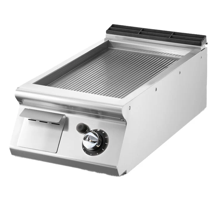 Virtus Gas-Grillplatte, Tischmodell, gerillte verchromte Platte