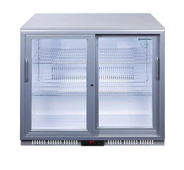 Gastro-Cool UC200 Barkühlschrank 208 Liter Schiebetüren silber, LED, unterbaufähig