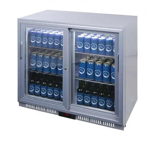 Gastro-Cool UC200 Barkühlschrank 208 Liter Schiebetüren silber, LED, unterbaufähig