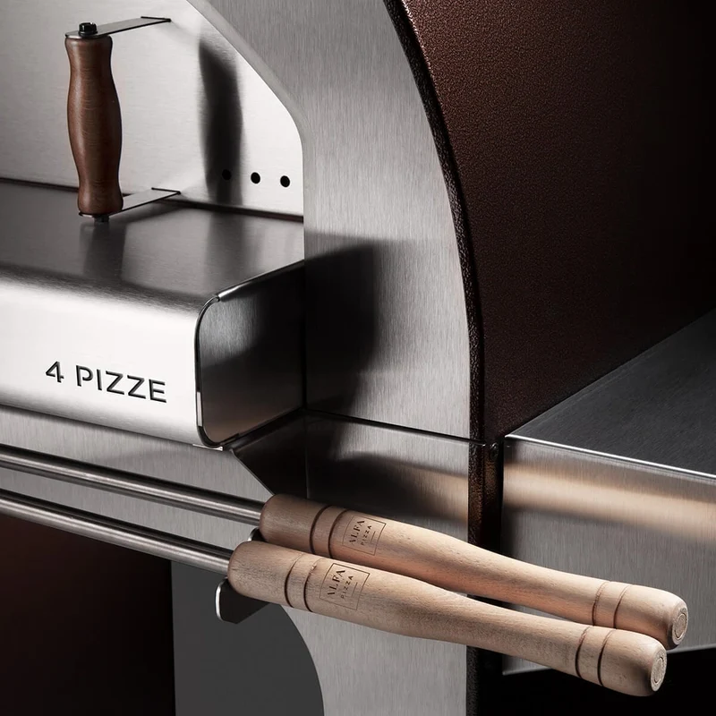 Alfa Forni Classico 4 Pizze, Holz, Kupfer
