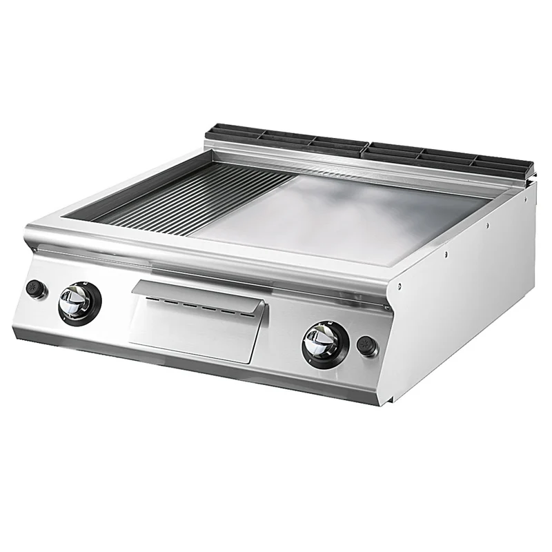 Virtus Gas-Grillplatte, Tischmodell, 1/3 gerillt und 2/3 glatt