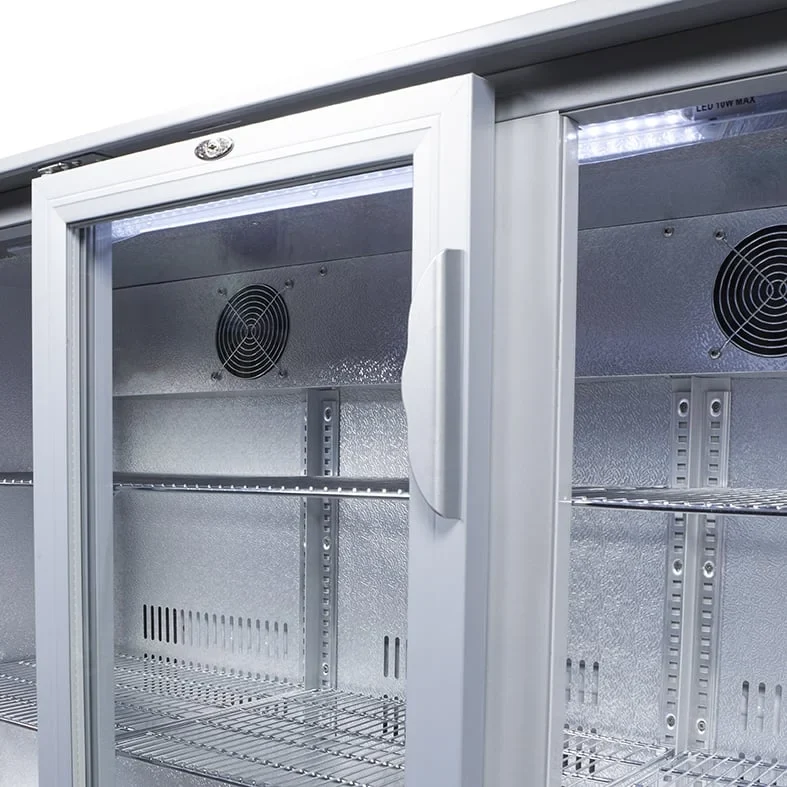 Gastro-Cool UC300 Barkühlschrank 330 Liter Schiebetüren silber, LED, unterbaufähig