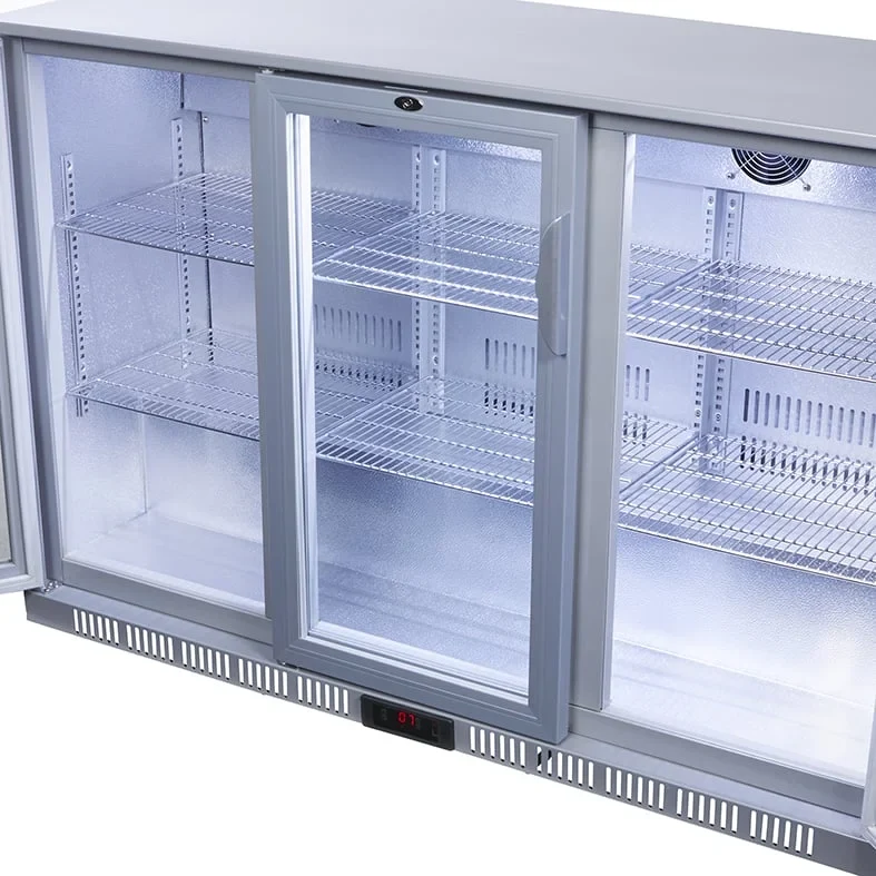 Gastro-Cool UC300 Barkühlschrank 330 Liter Schiebetüren silber, LED, unterbaufähig