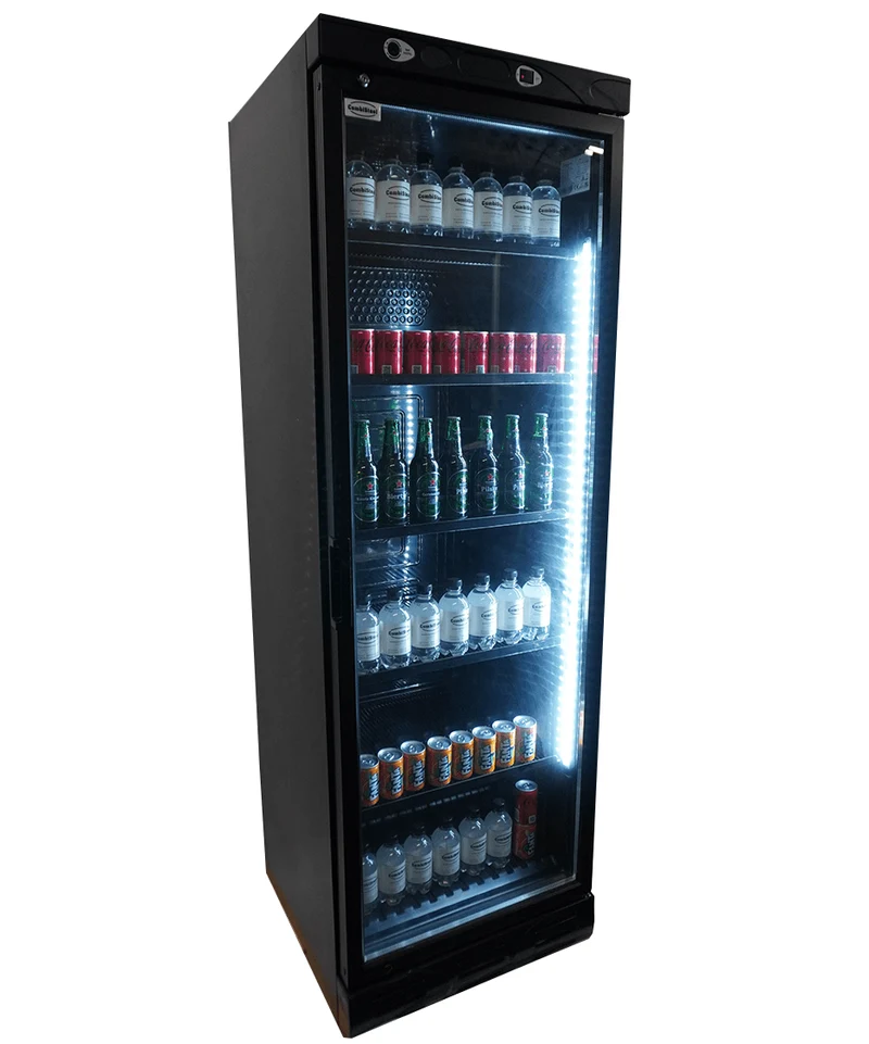 Combisteel Kühlschrank 1 Glastür 382L Schwarz Keine Canopy
