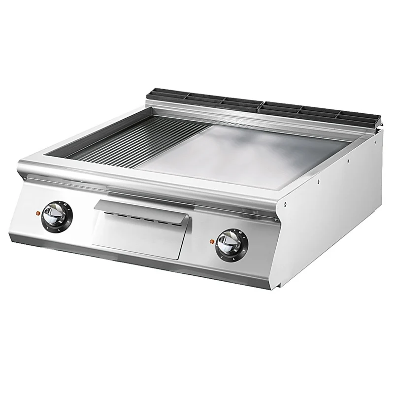 Virtus Elektro-Grillplatte, Tischmodell, 1/3 gerillt und 2/3 glatt verchromte Platte