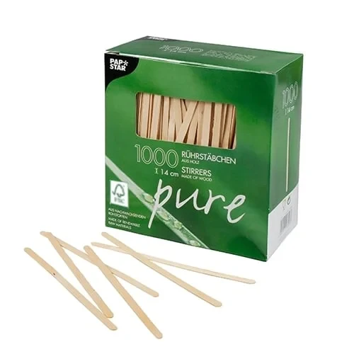 Papstar Pure Rührstäbchen; S; Holz - 1000 Stk