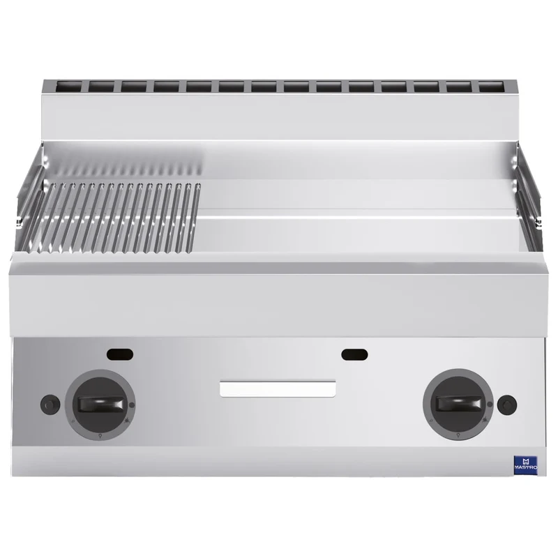 Mastro Gas-Grillplatte, Tischmodell, verchromt 1/3 gerillt und 2/3 glatt