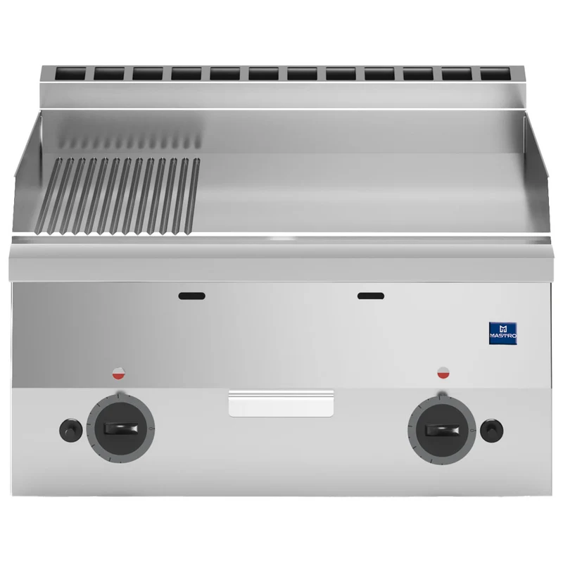 Mastro Gas-Grillplatte, Tischmodell, 1/3 gerillt und 2/3 glatt