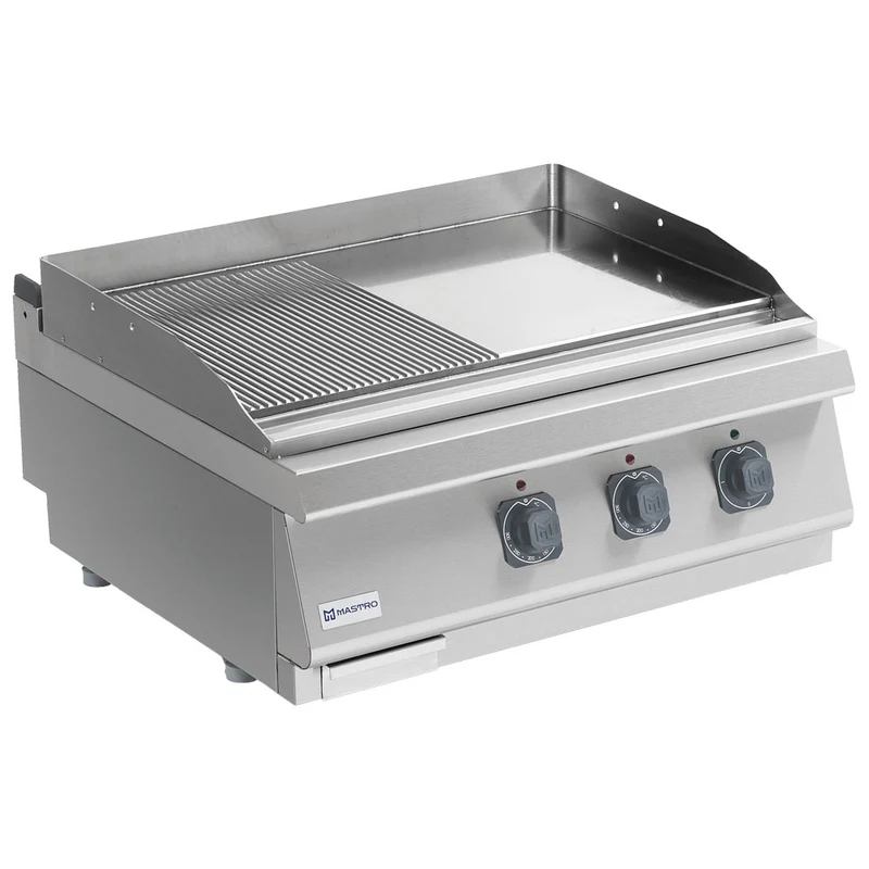 Mastro Elektro-Grillplatte, Tischmodell, 1/2 glatte und 1/2 gerillte Platte