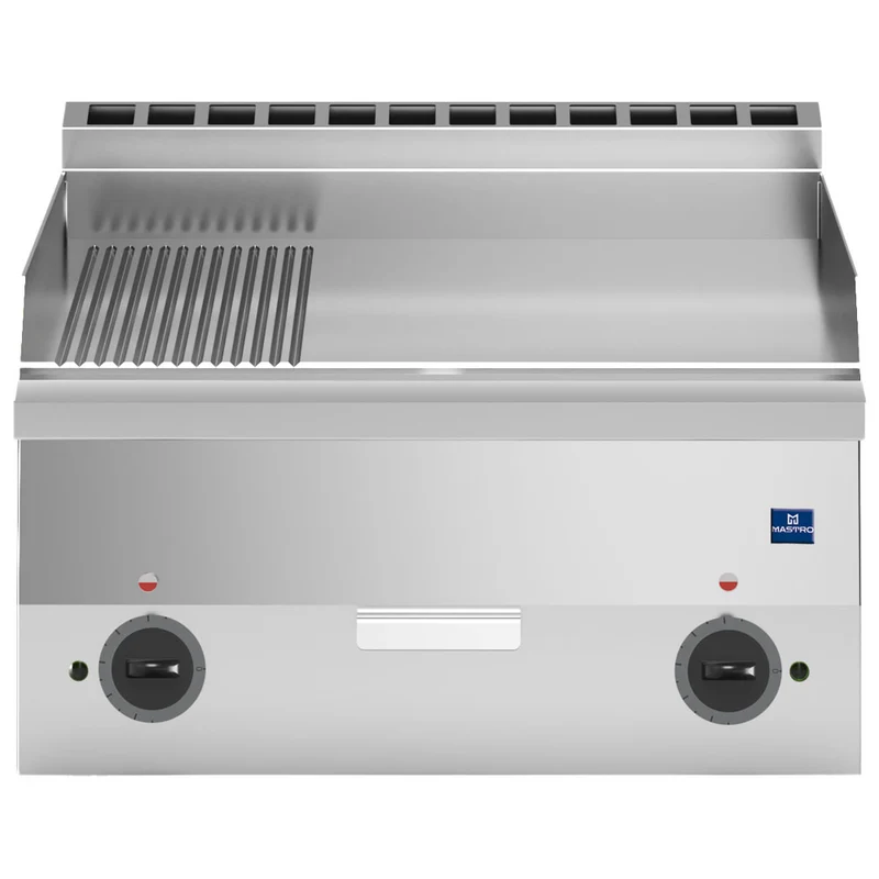 Mastro Elektro-Grillplatte, Tischmodell, verchromt 1/3 gerillt und 2/3 glatt