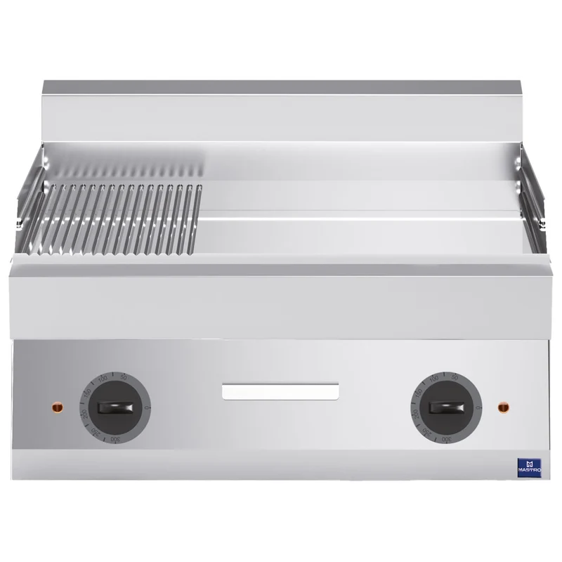 Mastro Elektro-Grillplatte, Tischmodell, verchromt 1/3 gerillt und 2/3 glatt