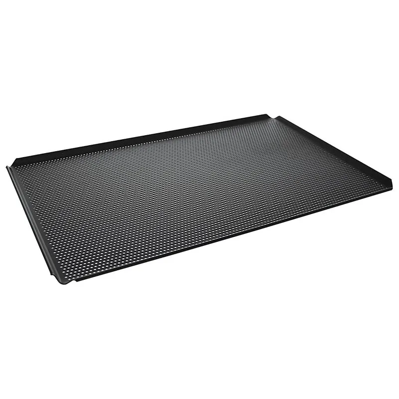 Virtus Backblech aus Aluminium, GN 1/1 - 4 Seiten 45°, doppelte thermoplastische Antihaftbeschichtung, gelocht