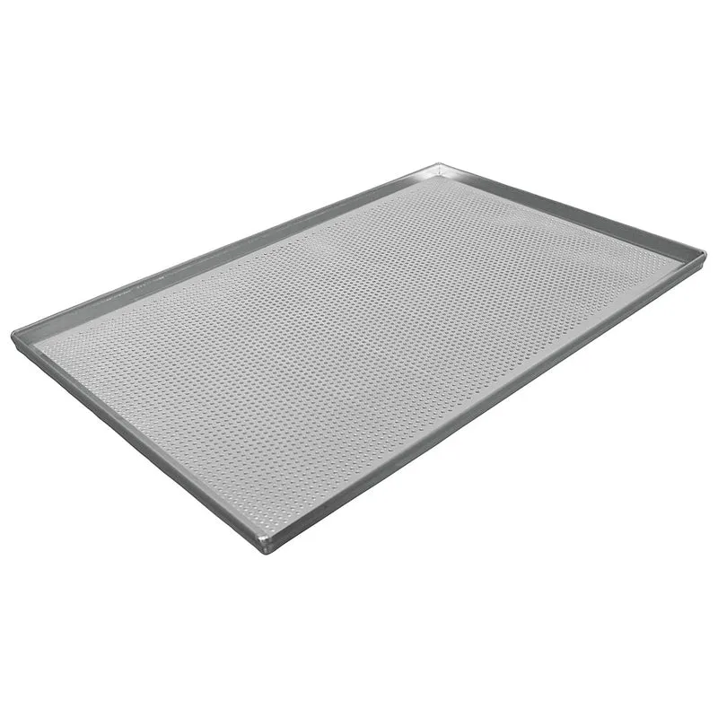 Virtus Backblech aus Aluminium unbeschichtet, 600x400 mm - 4 Seiten 90°, gelocht