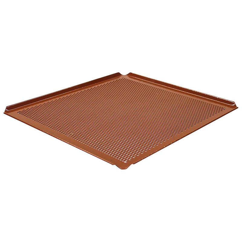Virtus Backblech aus Aluminium, GN 2/3 - 4 Seiten 45°, Silikon, gelocht