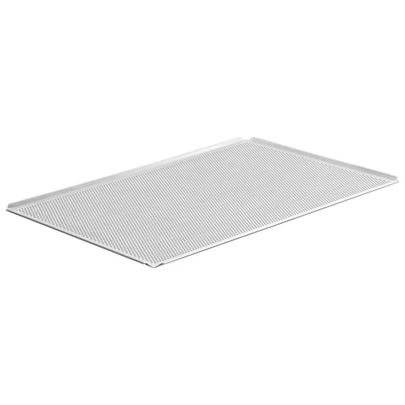 Virtus Backblech aus Aluminium unbeschichtet, 600x400 mm - 4 Seiten 45°, gelocht