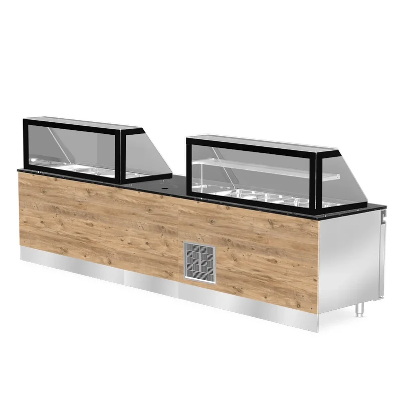 CLASSIC LINE Bain-Marie 5x 1/1GN, 180x88x134cm, schwarzer Granit, LED Beleuchtung