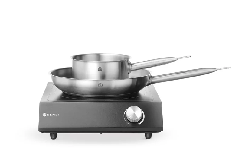 HENDI Set: Induktionskocher 3500W + Stielkasserolle + Bratpfanne