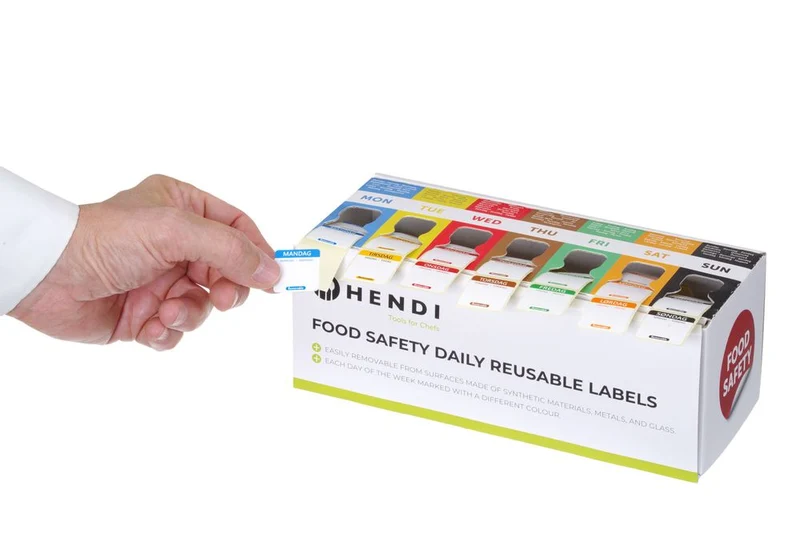 HENDI Set mit Lebensmittelsicherheitsaufklebern, vielseitig verwendbar, leicht ablösbar, mit Spender