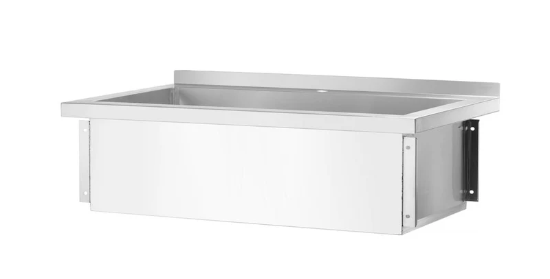 HENDI Tisch mit Einzelwaschwanne, ohne Spritzschutz – verschraubt, Tiefe 600 mm