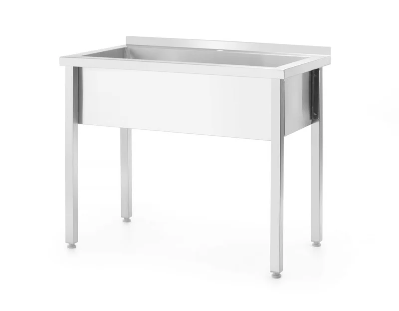HENDI Tisch mit Einzelwaschwanne, ohne Spritzschutz – verschraubt, Tiefe 600 mm
