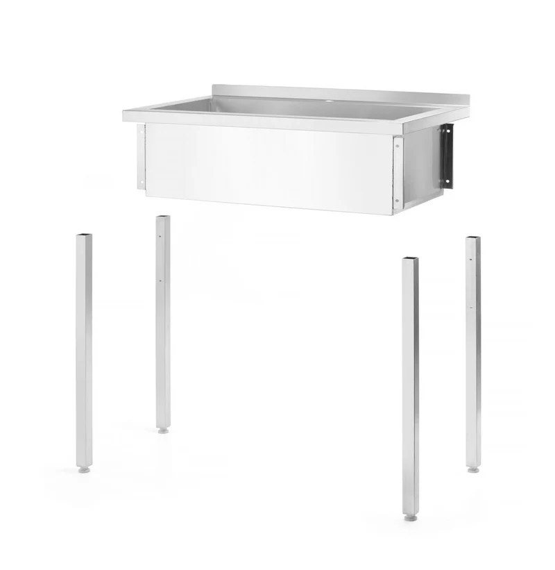 HENDI Tisch mit Einzelwaschwanne, ohne Spritzschutz – verschraubt, Tiefe 600 mm