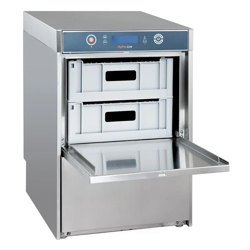 Gläserspülmaschine HYPRO Digital 40 SL 40x40 cm Korbmaß, mit Reiniger- & Klarspüldosierer, mit Ablaufpumpe & Drucksteigerungspumpe Made in Europe, 230 Volt