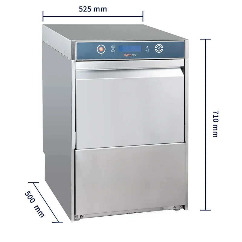 Gläserspülmaschine HYPRO Digital 40 SL 40x40 cm Korbmaß, mit Reiniger- & Klarspüldosierer, mit Ablaufpumpe & Drucksteigerungspumpe Made in Europe, 230 Volt