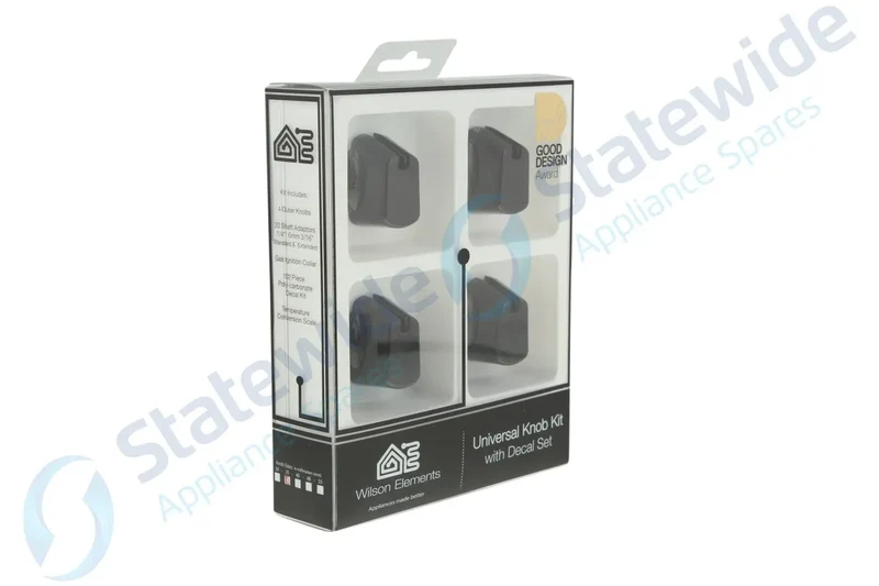 Universal Cooktop Knob Black 35mm SKIRT (Pack 4)