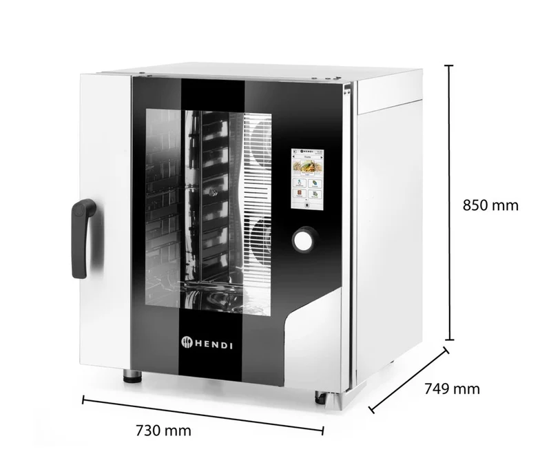 HENDI Konvektionsdampfgarer – Touch 7 x GN 1/1, elektrisch, mit direktem Dampf und Touchscreen-Steuerung