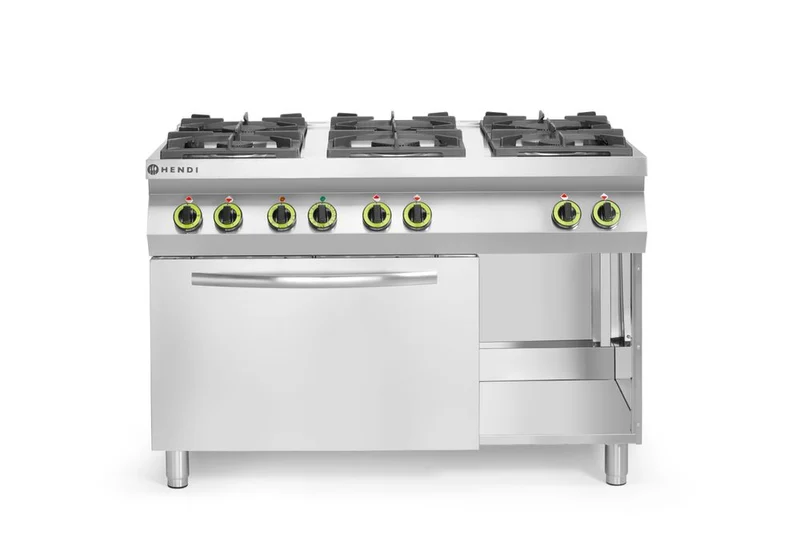 HENDI Gasherd Kitchen Line 6-flammig mit Ofen GN 1/1