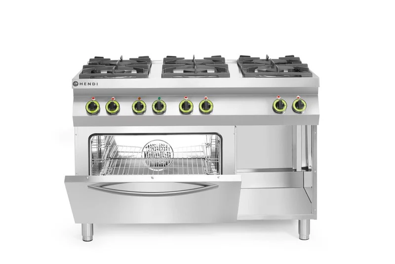 HENDI Gasherd Kitchen Line 6-flammig mit Ofen GN 1/1