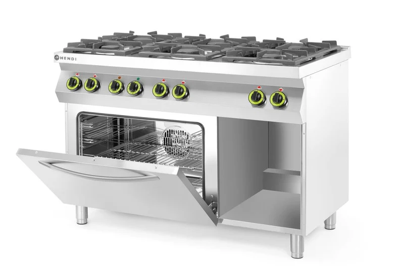 HENDI Gasherd Kitchen Line 6-flammig mit Ofen GN 1/1