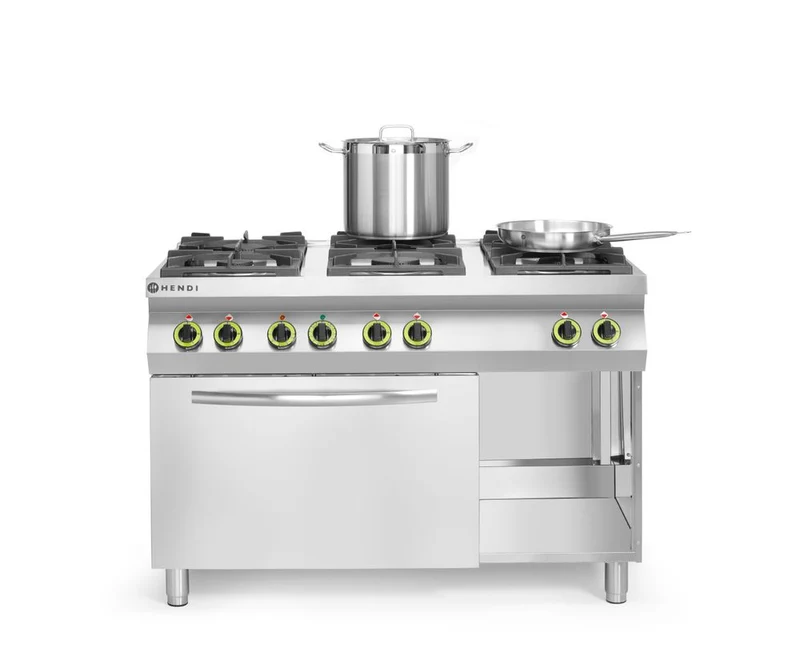 HENDI Gasherd Kitchen Line 6-flammig mit Ofen GN 1/1